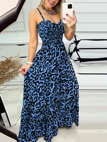 Leopard Sweetheart Neck Cami Dress