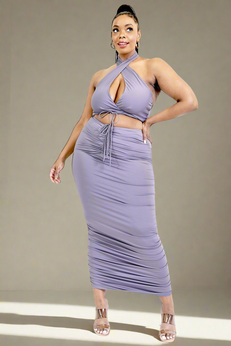 Curvy Around the way Gyrl Halter Top Skirt Set