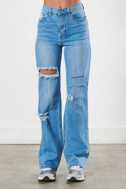 Distressed Wide Leg Jeans