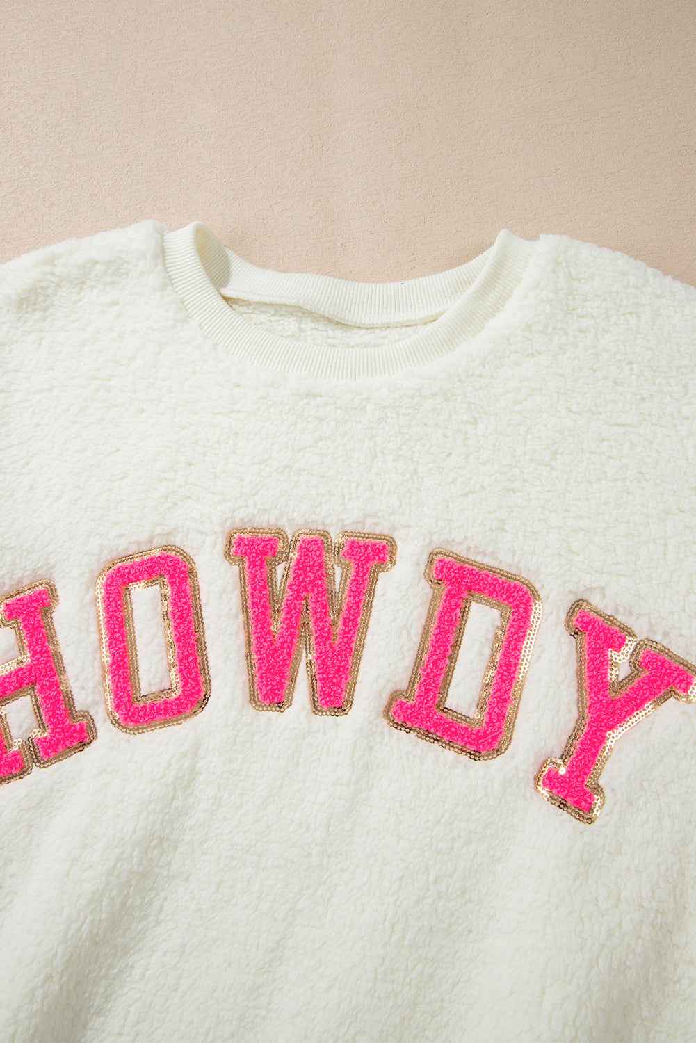 HOWDY Patched Sherpa Sweatshirt