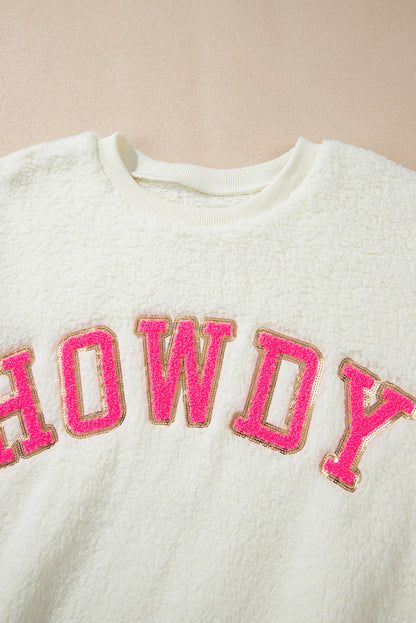 HOWDY Patched Sherpa Sweatshirt