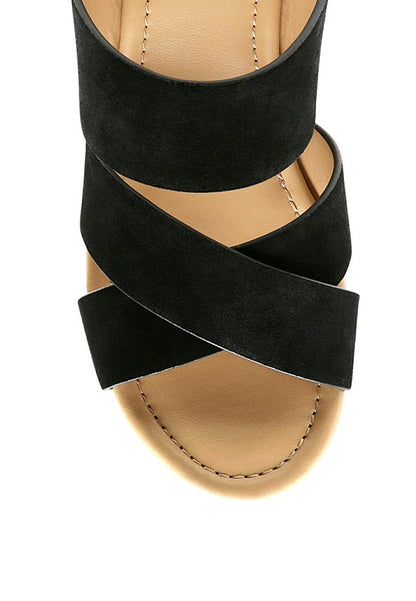 GERD BLOCK HEELED SUEDE SLIP-ON SANDAL