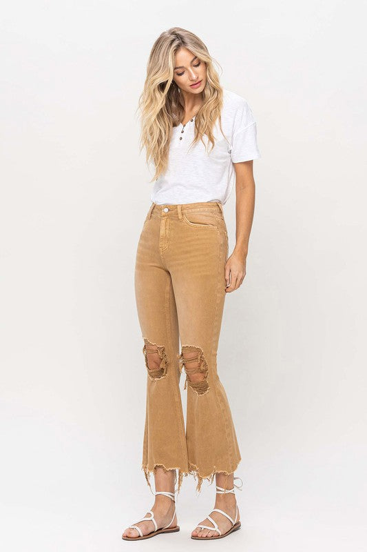 Vintage High Rise Distressed Flare Jeans