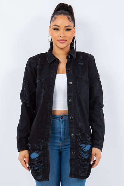 American Bazi Distressed Denim Jacket