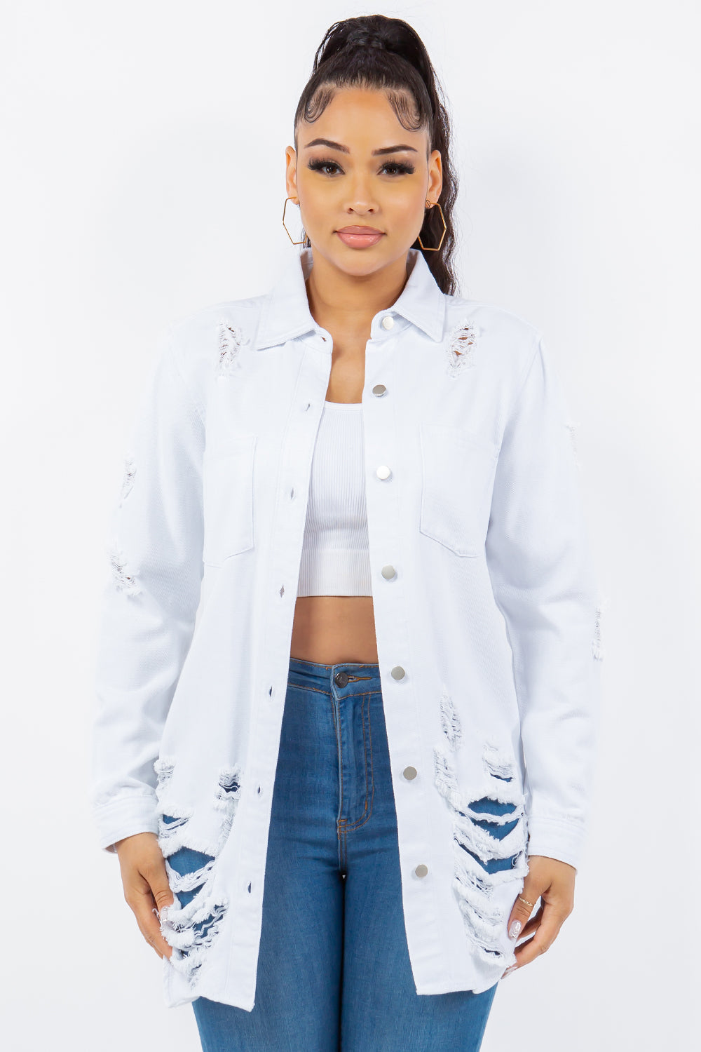 American Bazi Distressed Denim Jacket