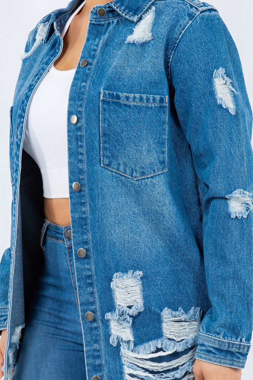 American Bazi Distressed Denim Jacket