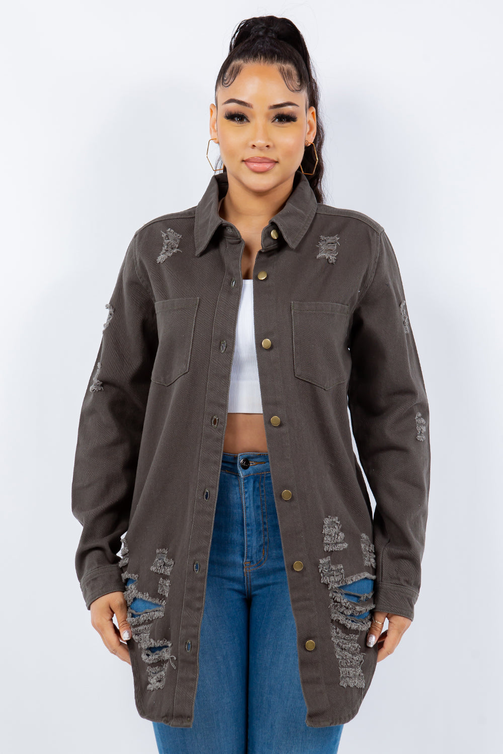 American Bazi Distressed Denim Jacket