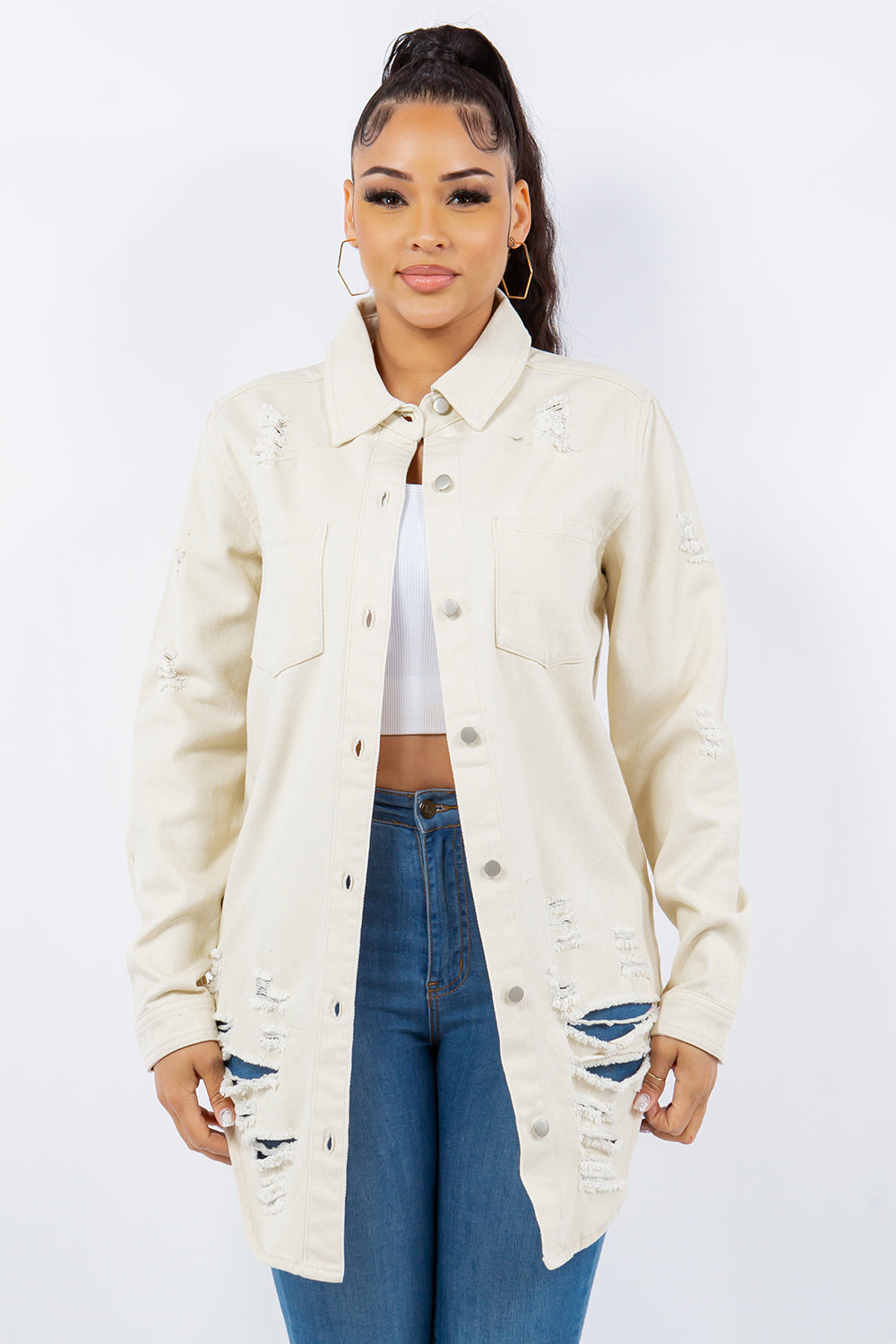 American Bazi Distressed Denim Jacket