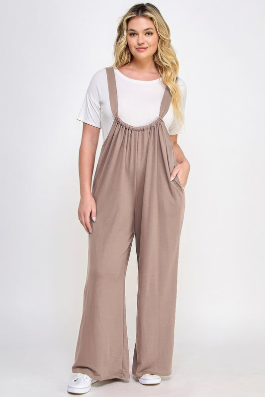French Terry Wide Leg Jumpsuit Overalls