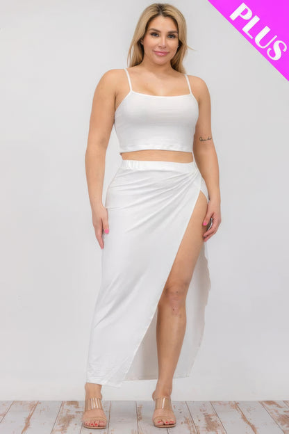 Thin strap Crop Cami & Split Thigh Maxi Skirt Set