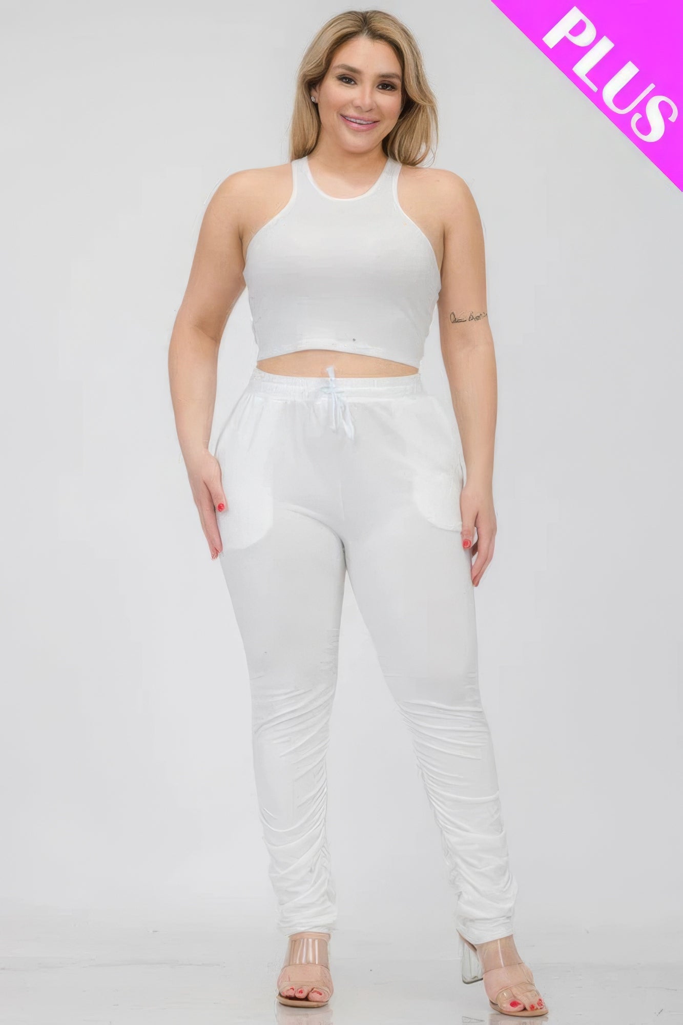 Crop Tank Top & Ruched Pants Set