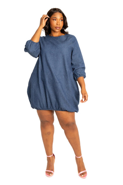 Curvy Chic denim bubbled dress