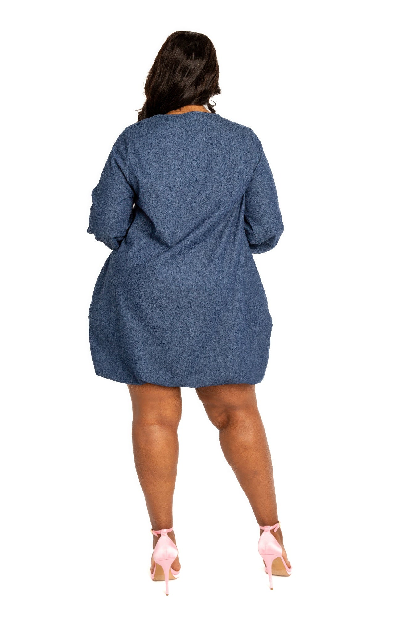 Curvy Chic denim bubbled dress