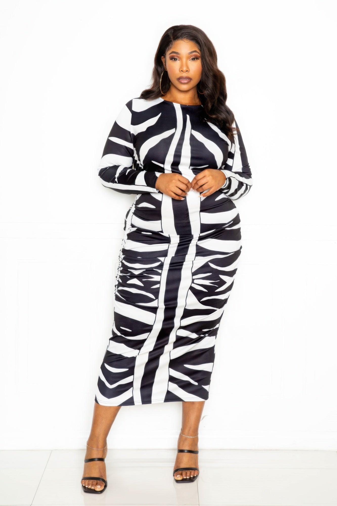 Eye Catching Animal print ruched bodycon dress