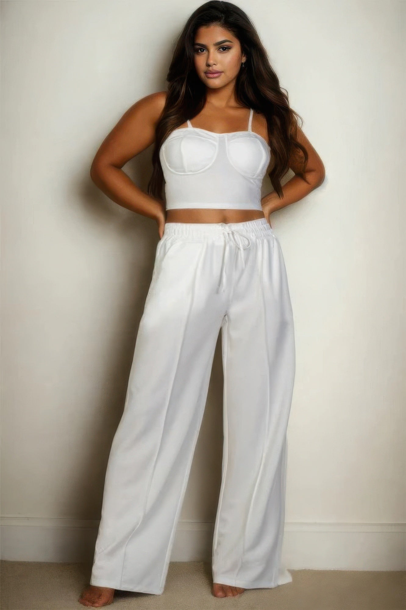 Bustier Crop Cami with Straight Pants