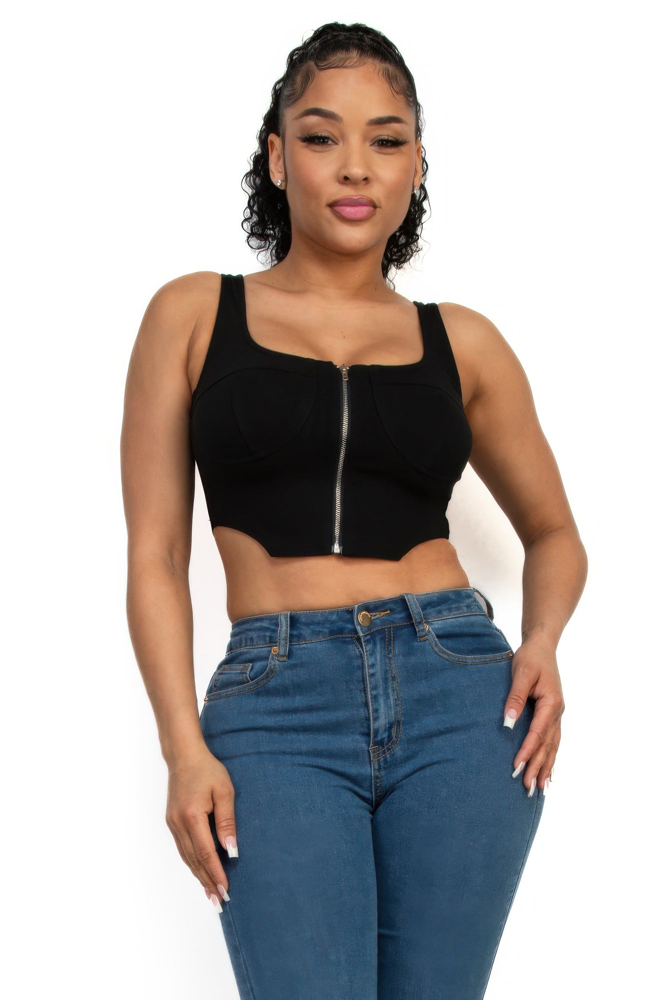 Zip-up crop top