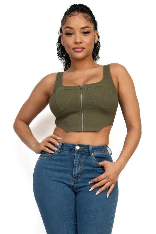 Zip-up crop top