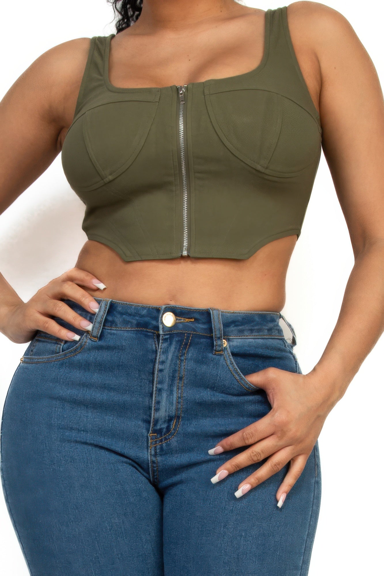 Zip-up crop top