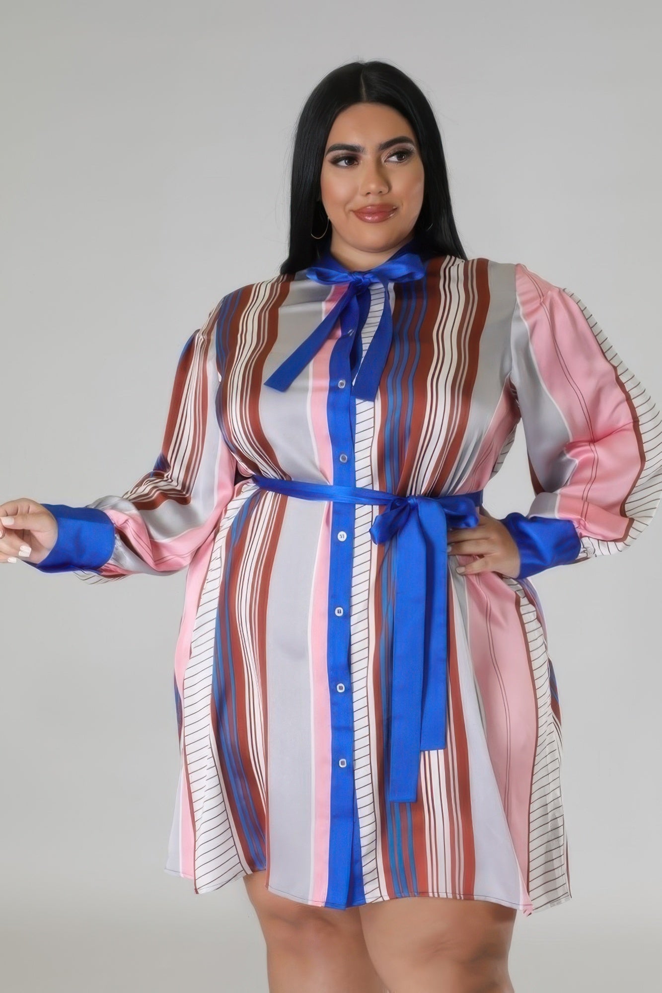 Plus Striped Non-stretch Dress