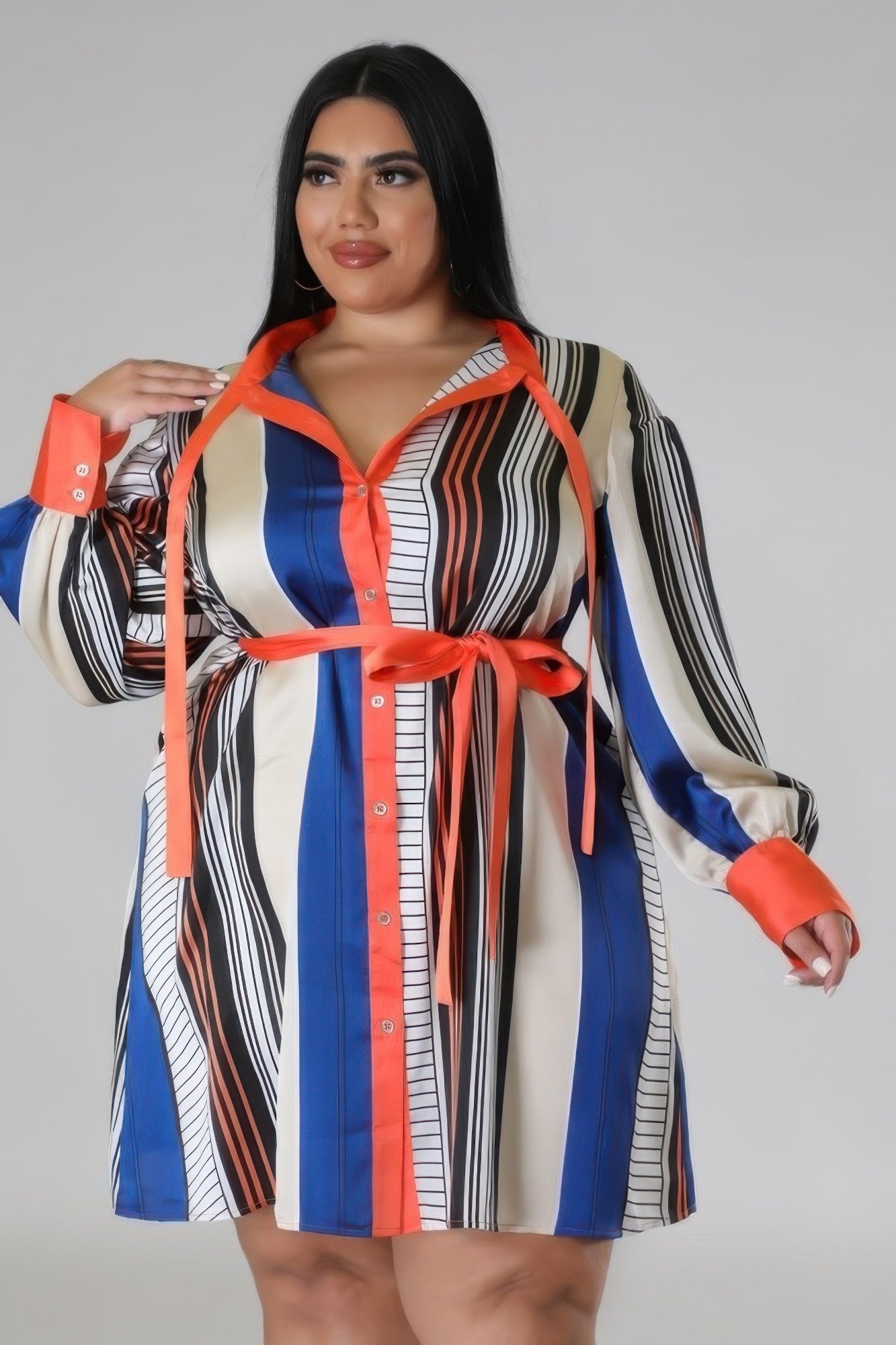 Plus Striped Non-stretch Dress