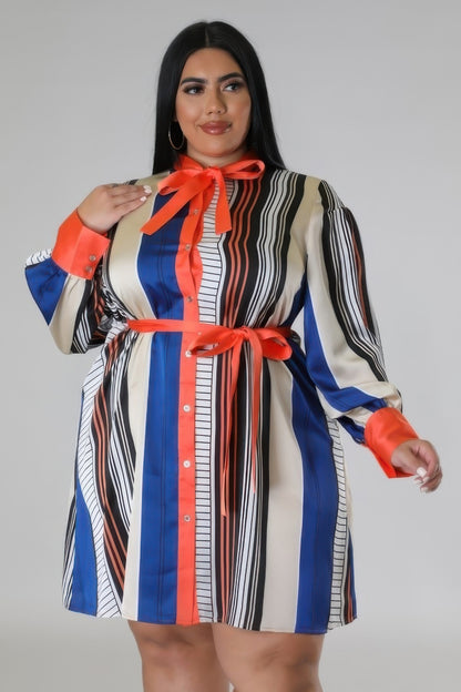 Plus Striped Non-stretch Dress