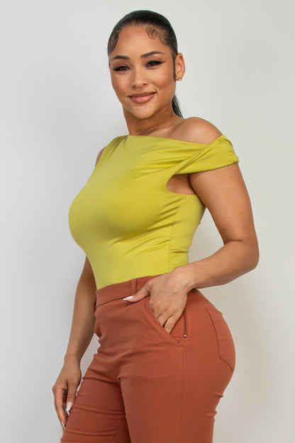 Twisted Shoulder Silky Top