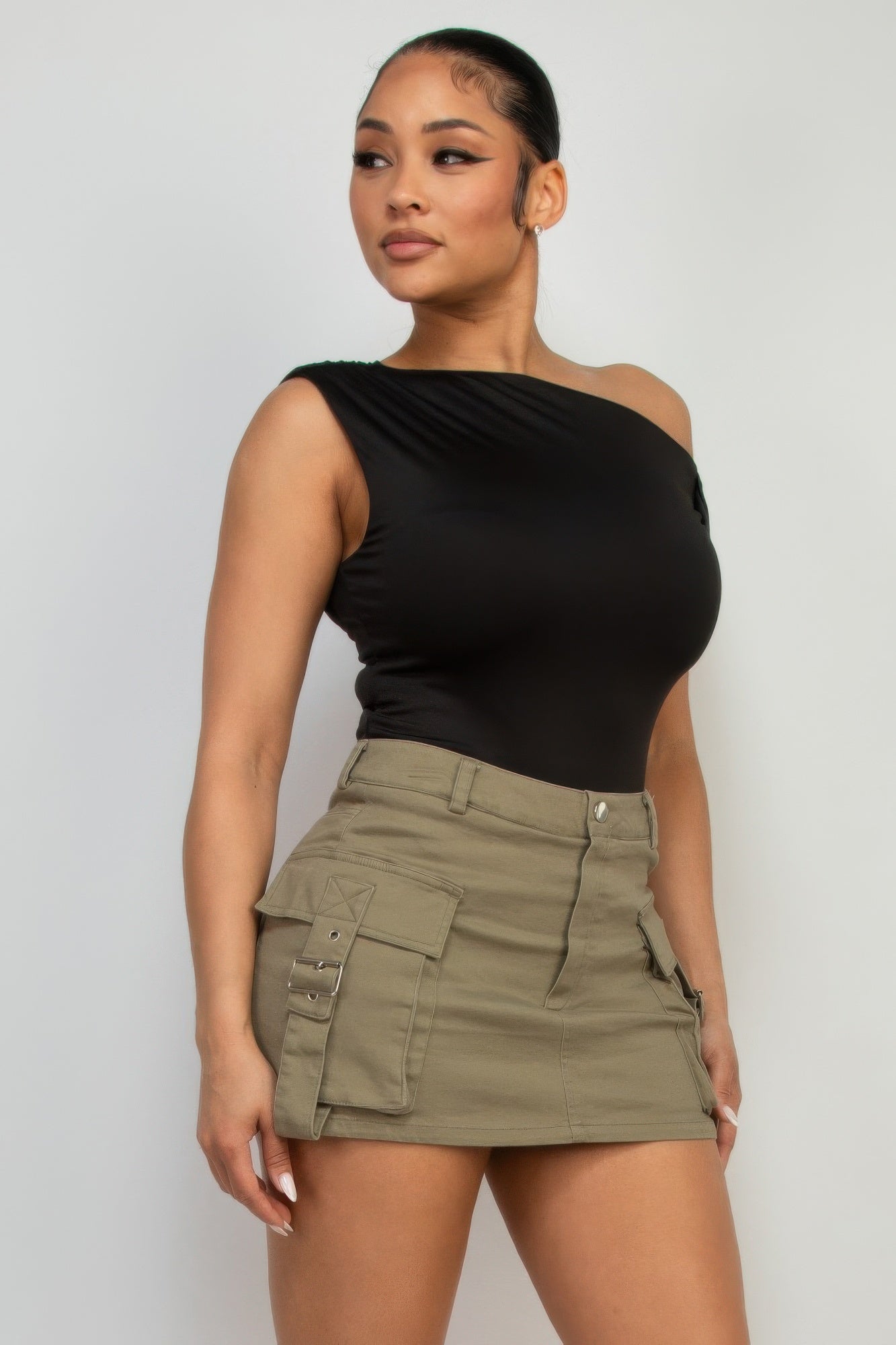 Twisted Shoulder Silky Top