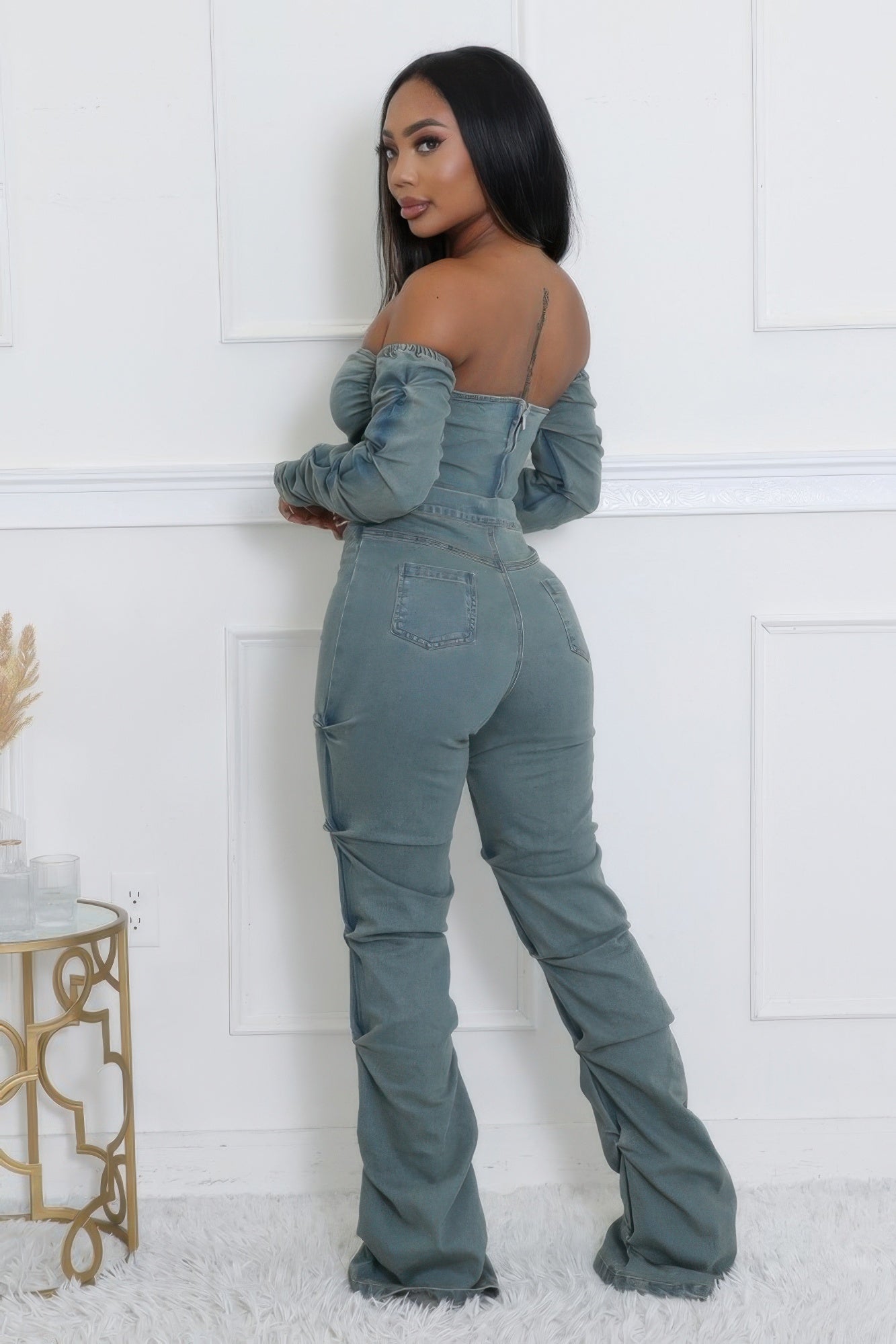 Denim Stretch Pant Set