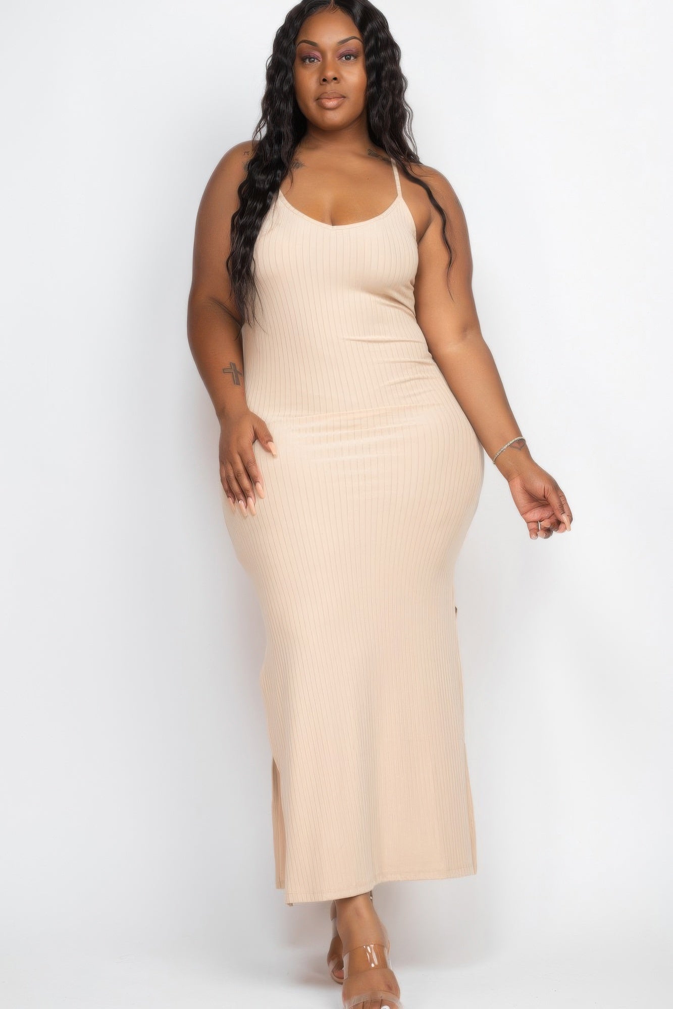 Plus Ribbed Long Cami Maxi Dress