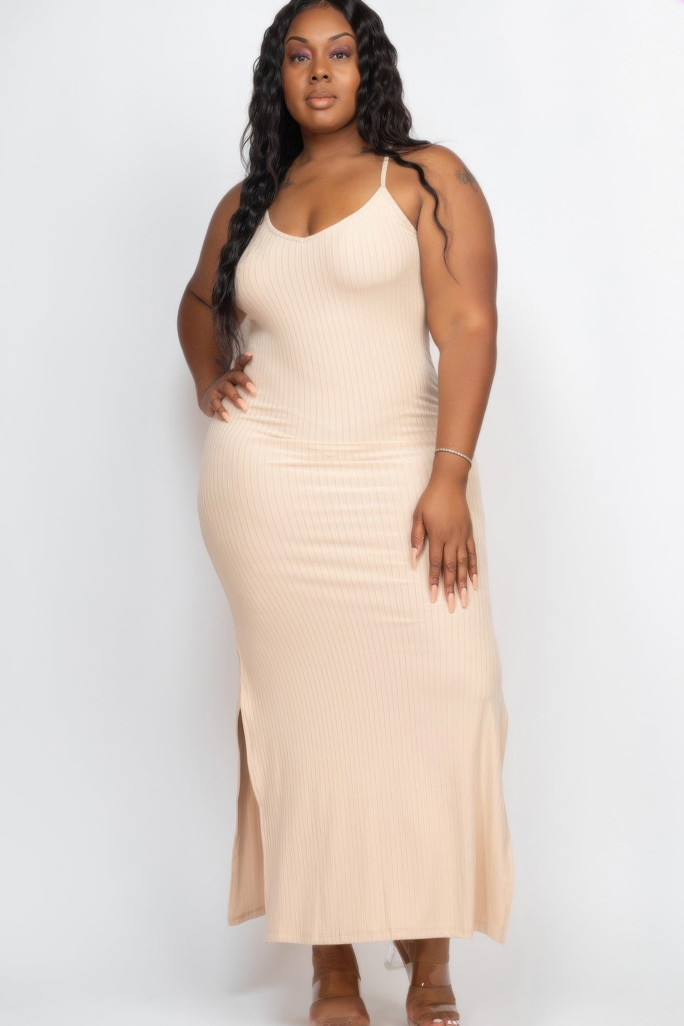 Plus Ribbed Long Cami Maxi Dress