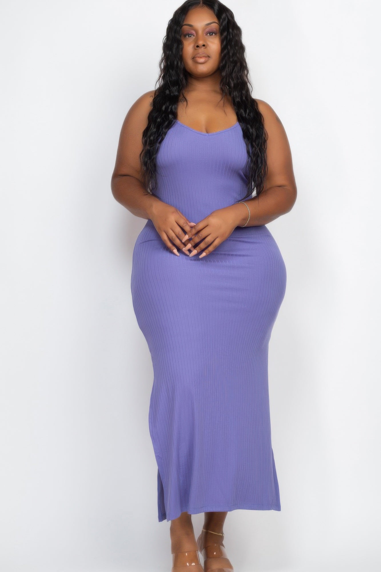 Plus Ribbed Long Cami Maxi Dress