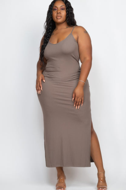 Plus Ribbed Long Cami Maxi Dress