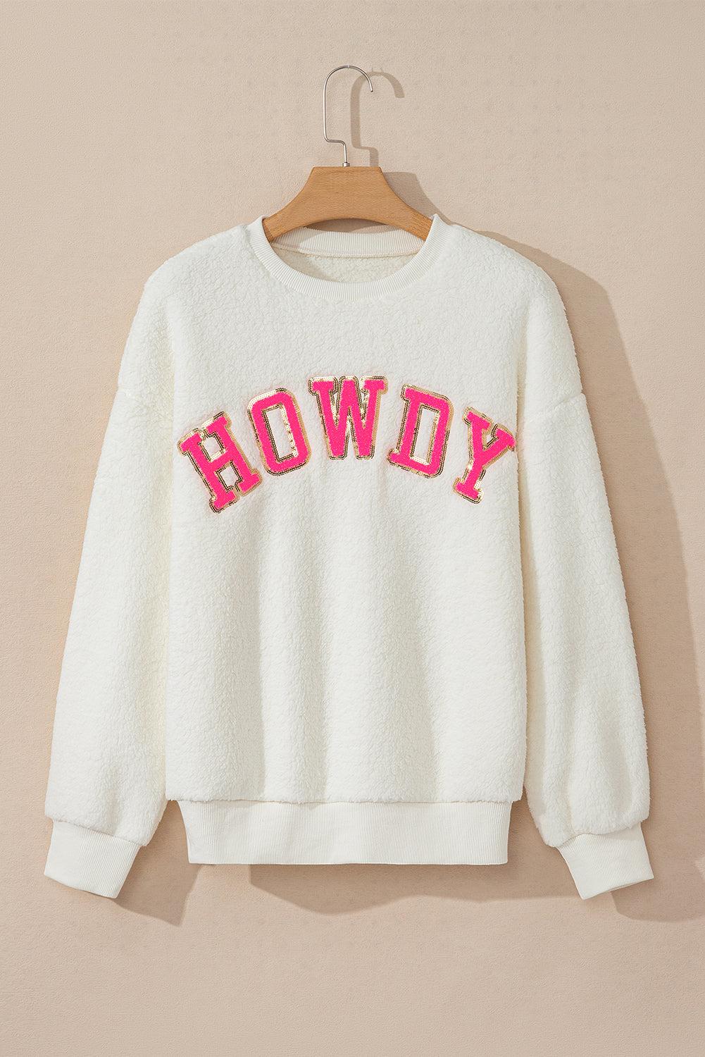 HOWDY Patched Sherpa Sweatshirt