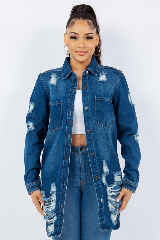 American Bazi Distressed Denim Jacket