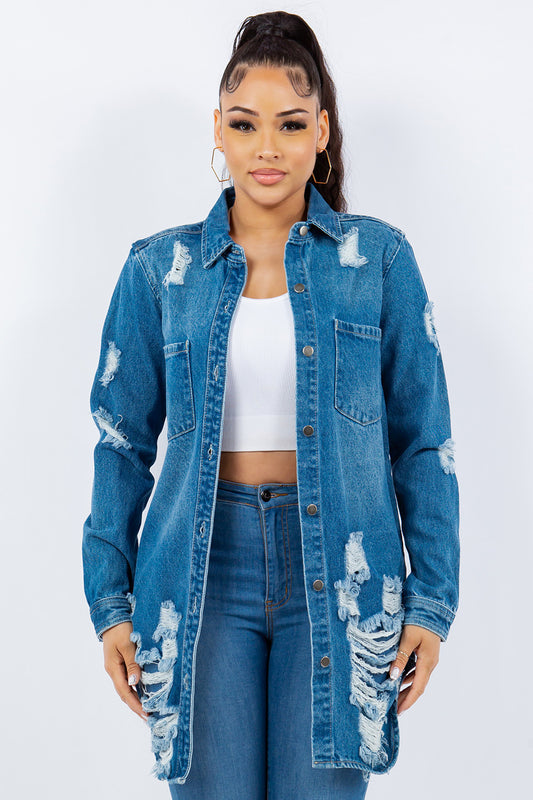 American Bazi Distressed Denim Jacket