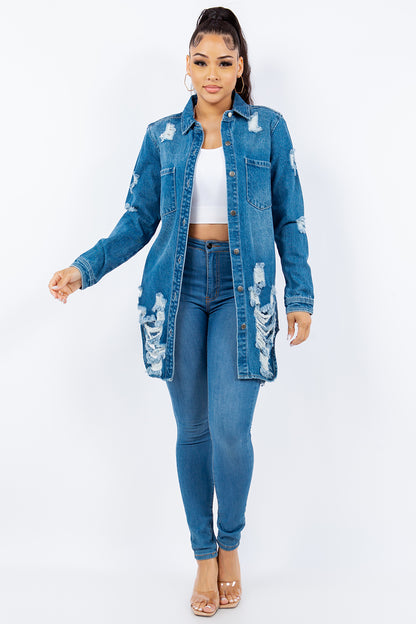 American Bazi Distressed Denim Jacket