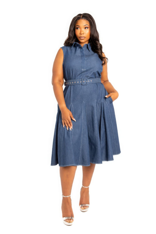 stitch denim dress