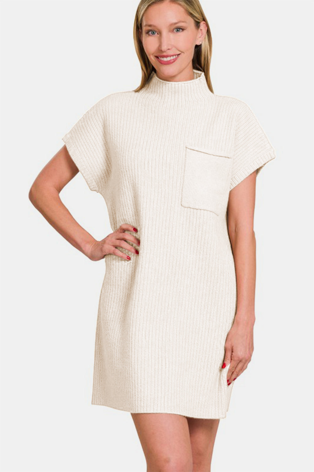 Short Sleeve Sweater Mini Dress