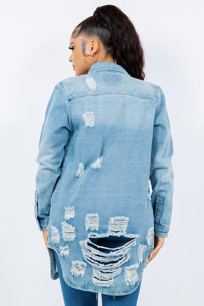 American Bazi Distressed Denim Jacket