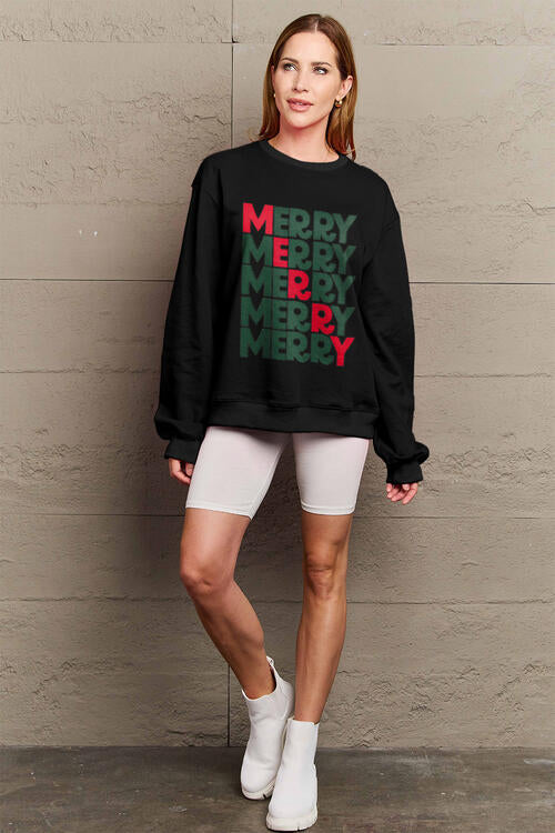 Simply Love Full Size MERRY Long Sleeve Sweatshirt