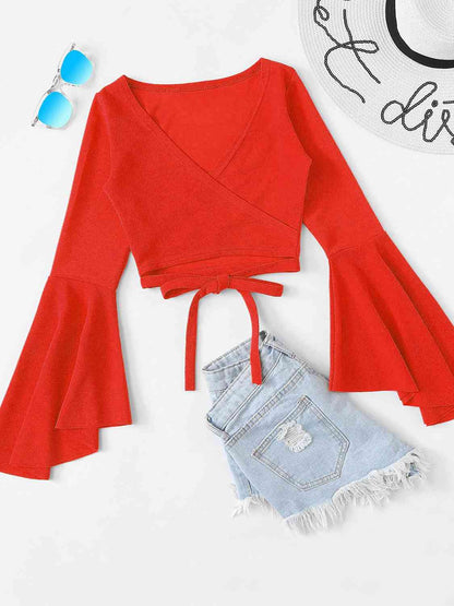 Tied Flare Sleeve Top