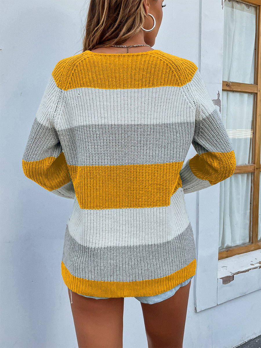 Color Block Rib-Knit Sweater