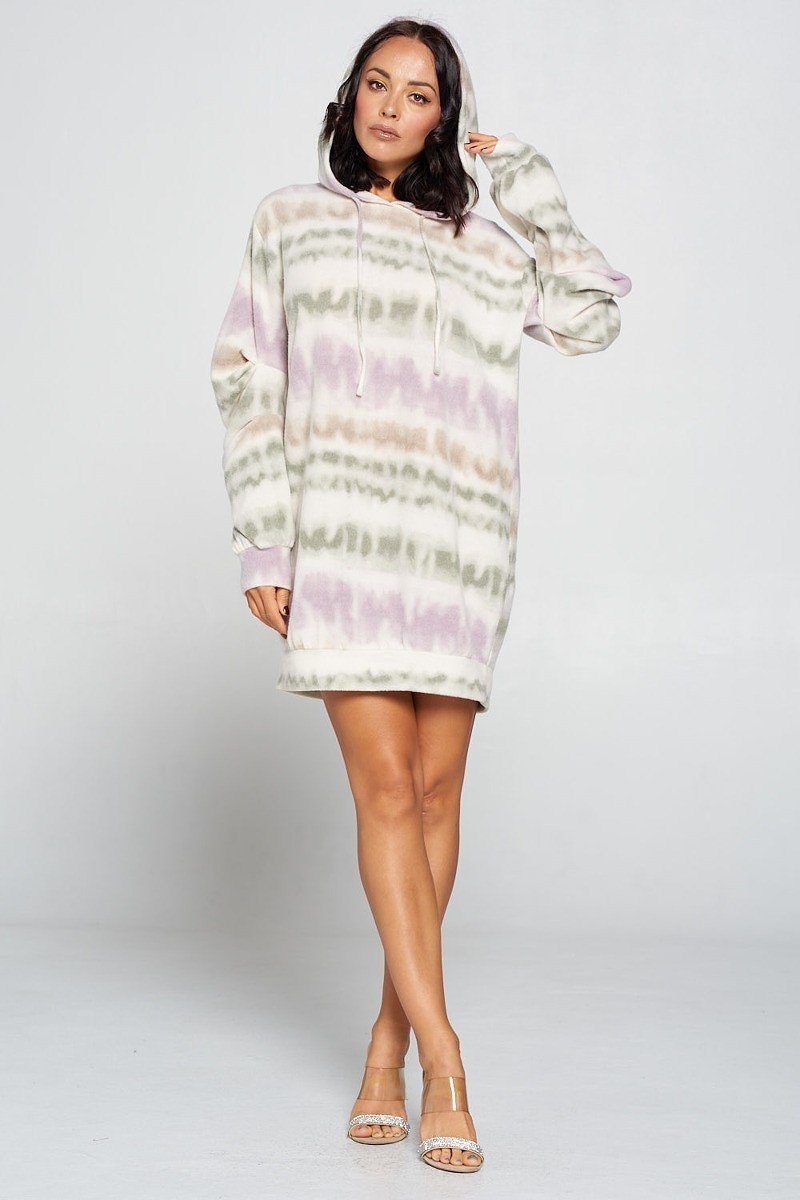 Brushed Print Sweater Dress