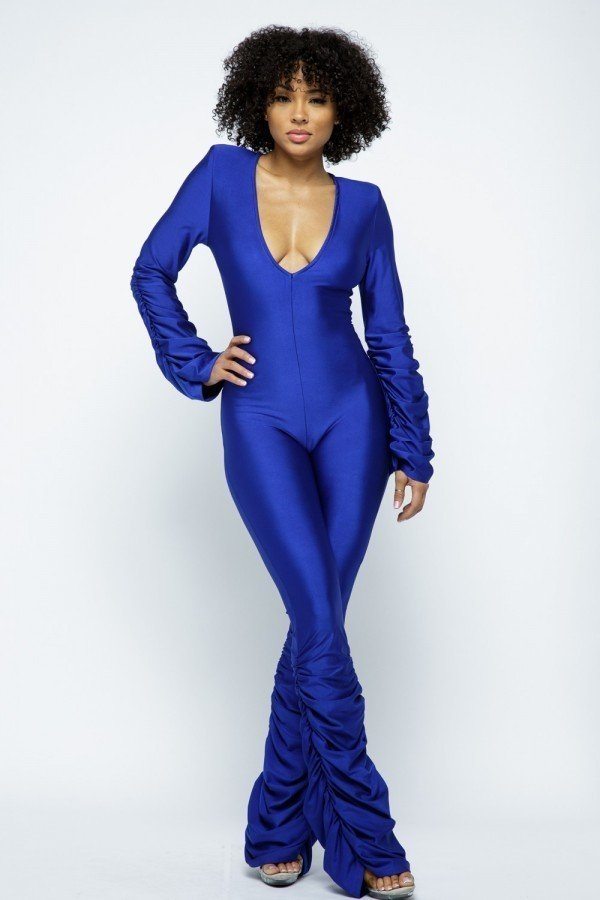 Ruched Stacked Jumpsuit - Jus Fancee Boutique