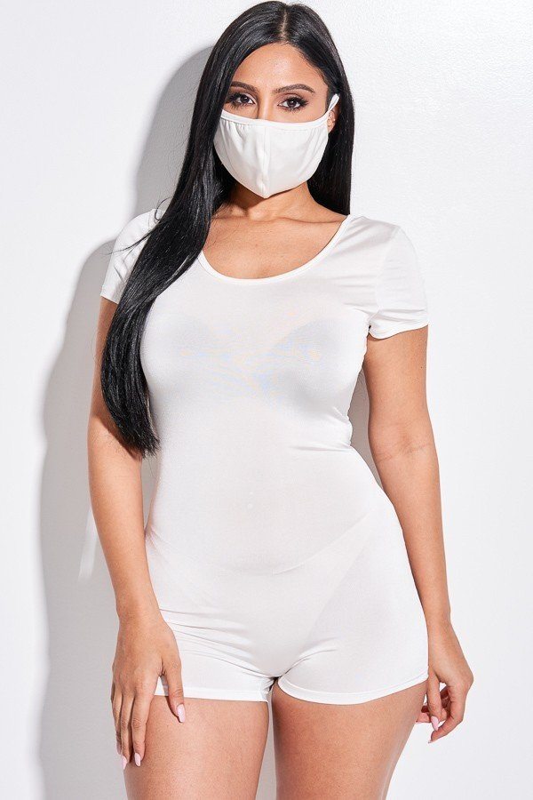 Matching White Romper & Mask - Jus Fancee Boutique