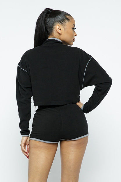Black Sporty High-waist Shorts Set - Jus Fancee Boutique