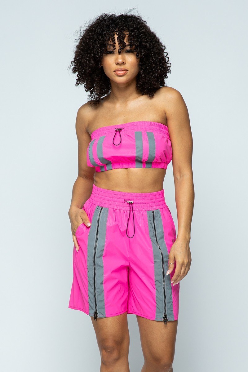 Cropped Mini Tube Top/ and  Thigh Length Shorts Set - Jus Fancee Boutique