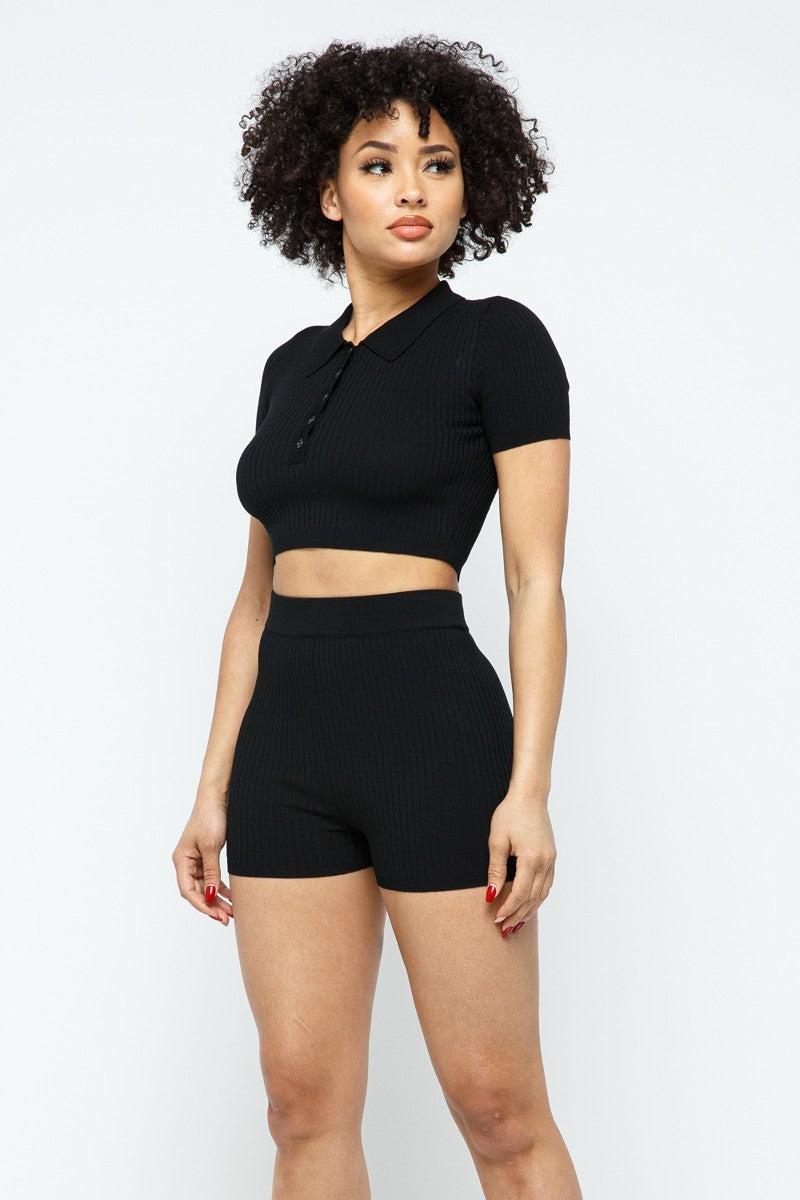 Crop Top + mini Shorts Set - Jus Fancee Boutique