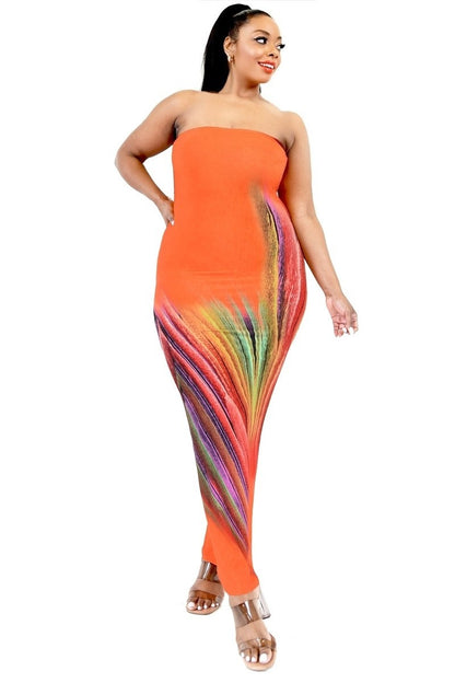 Curvy Gradient Tube Top Maxi Dress