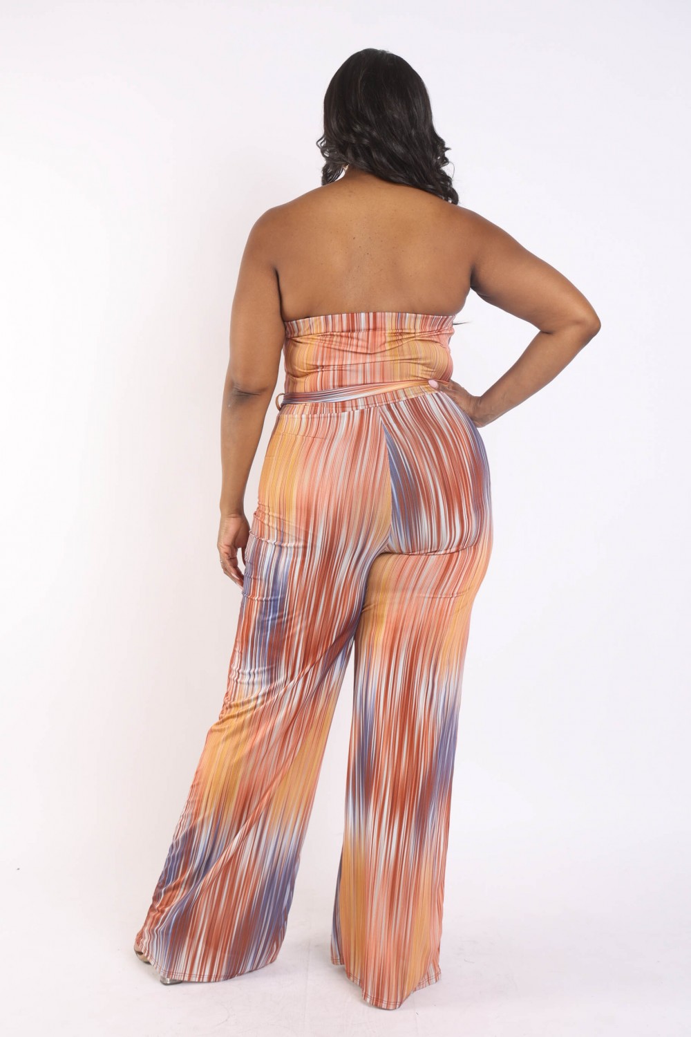 Fall of Colors Wide Leg Tube Jumpsuit With Self Belt